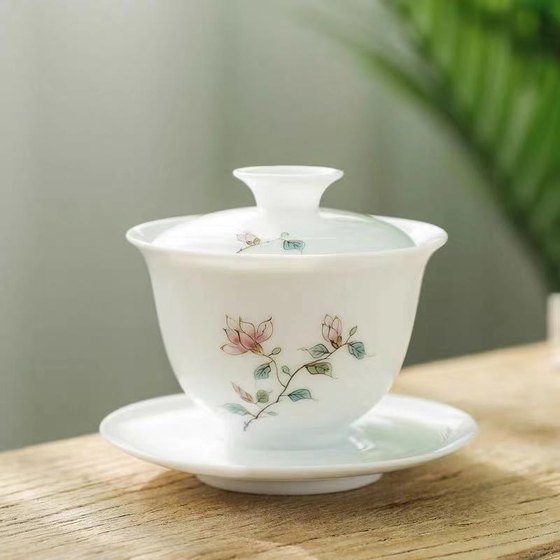 Ręcznie malowane na niebiesko-i-biała porcelana Gai blady Cha filiżanka ceramiczna królowa Sancai miska herbata Kung Fu skorupa jajek soopera De Ceramica Gaiwan: pokrywa bowl F