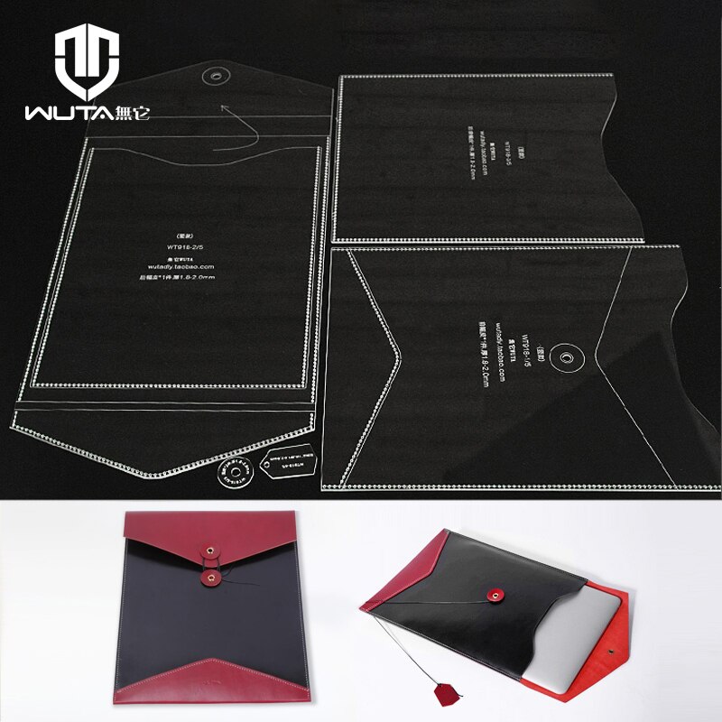 Wuta Verticale Envelop Laptop Sleeve Bag Case Acryl Template Notebook Cover Leather Patroon Set Voor Macbook Air 13 12 11 inch