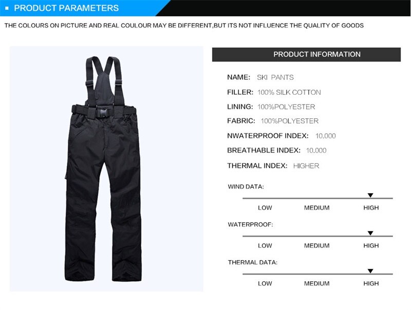 + -30 Grad Thermische Ski Hosen Frauen 10000mm Wasserdichte Weibliche Ski Snowboard Hosen Schnee Hosenträger hosen