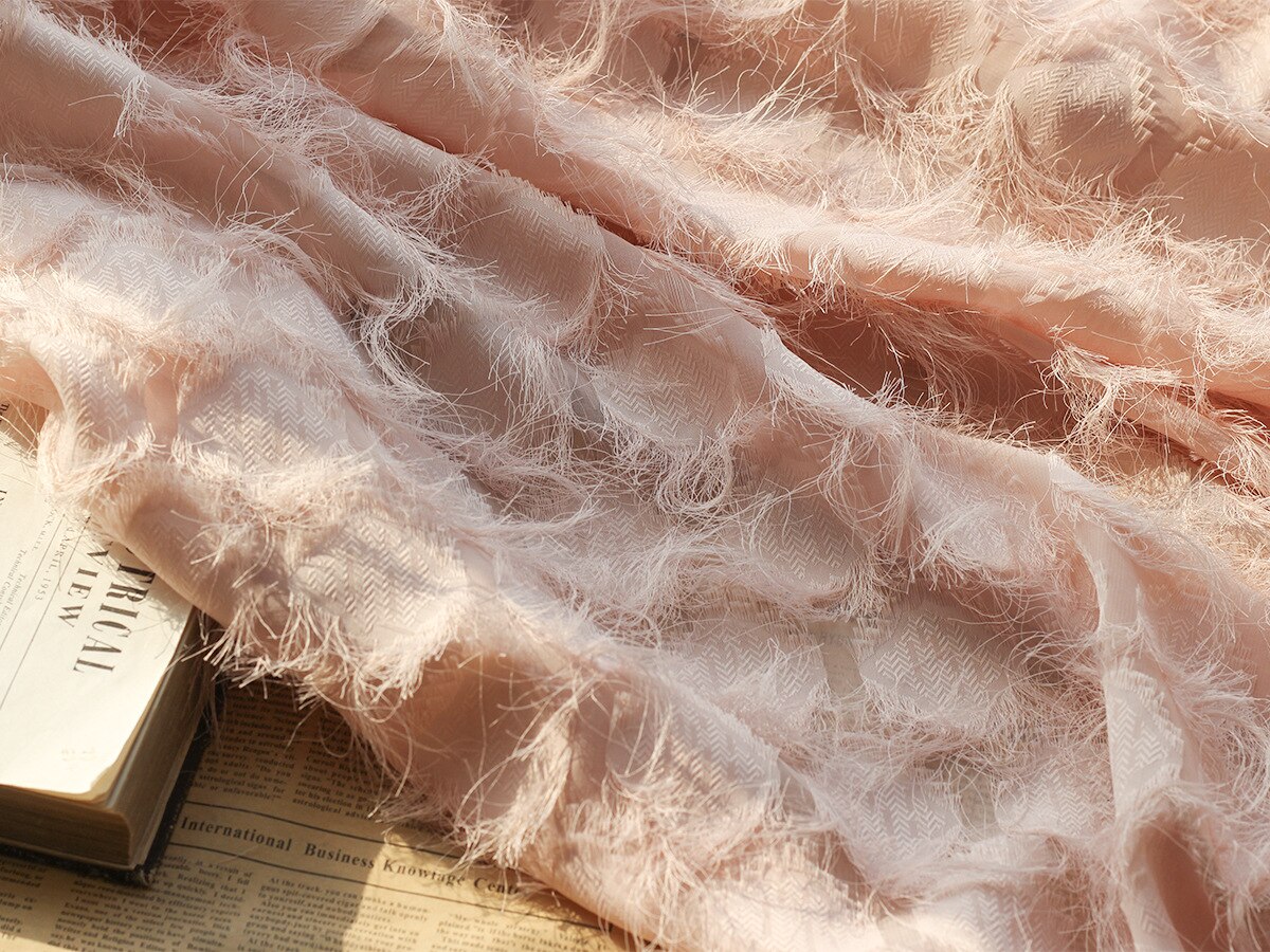 tissu Jacquard en mousseline de soie à fleurs, étoffe à carreaux en Polyester tissé teint pour robe printemps et été, vêtements au mètre: 05 pink
