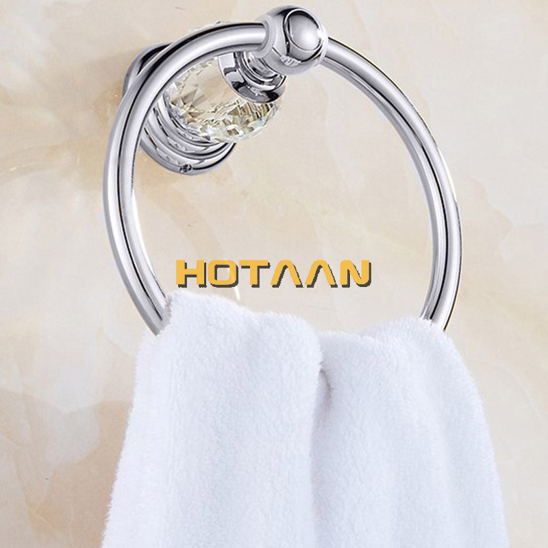 Luksus krystal håndklædeholder krom håndklæde ring rund vægmonteret håndklædeholder barholder klassisk badeværelse tilbehør yt -12891- c