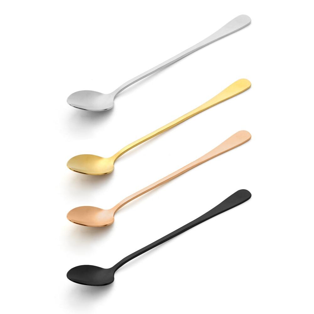 1Pc Stainless Steel Coffee Spoon Long Handle Milk Tea Coffee Stirring Scoop Dessert Cafe Mixing Kitchen Gadgets