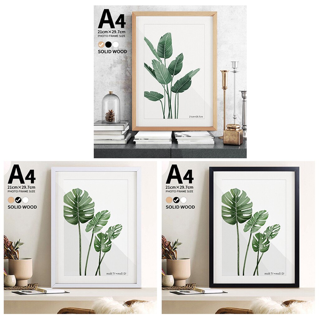 Cadre Photo en bois Nature 29.7x4 2cm/12x17 "cadre de couleur blanc noir pour images cadre affiche murale