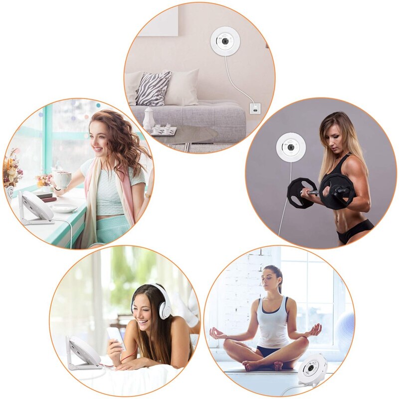 Draagbare cd-speler met bluetooth, aan de muur te bevestigen cd-speler met afstandsbediening voor thuis, ingebouwde hifi-luidsprekers met hoofdtelefoon j