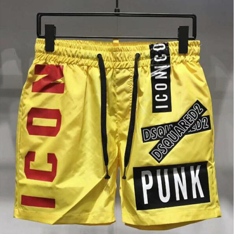 På sommaren av wave märke simshorts polyester snabbtorkande trepunkts shorts strandbyxor: Gul / L  170cm-65kg