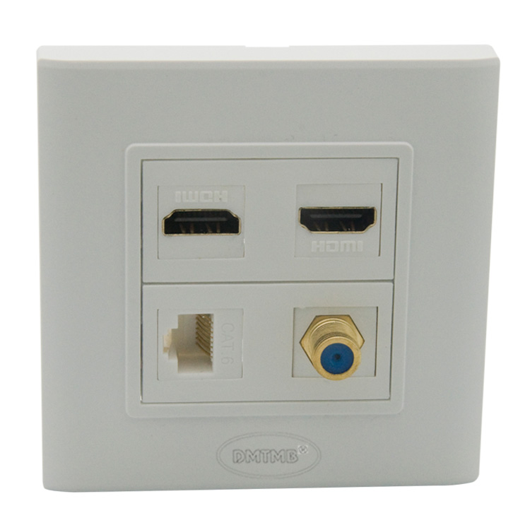 2 Poorten HDMI, 1 port F hoofd TV, 1 port CAT6 RJ45 muur plaat met vrouw-vrouw connectors