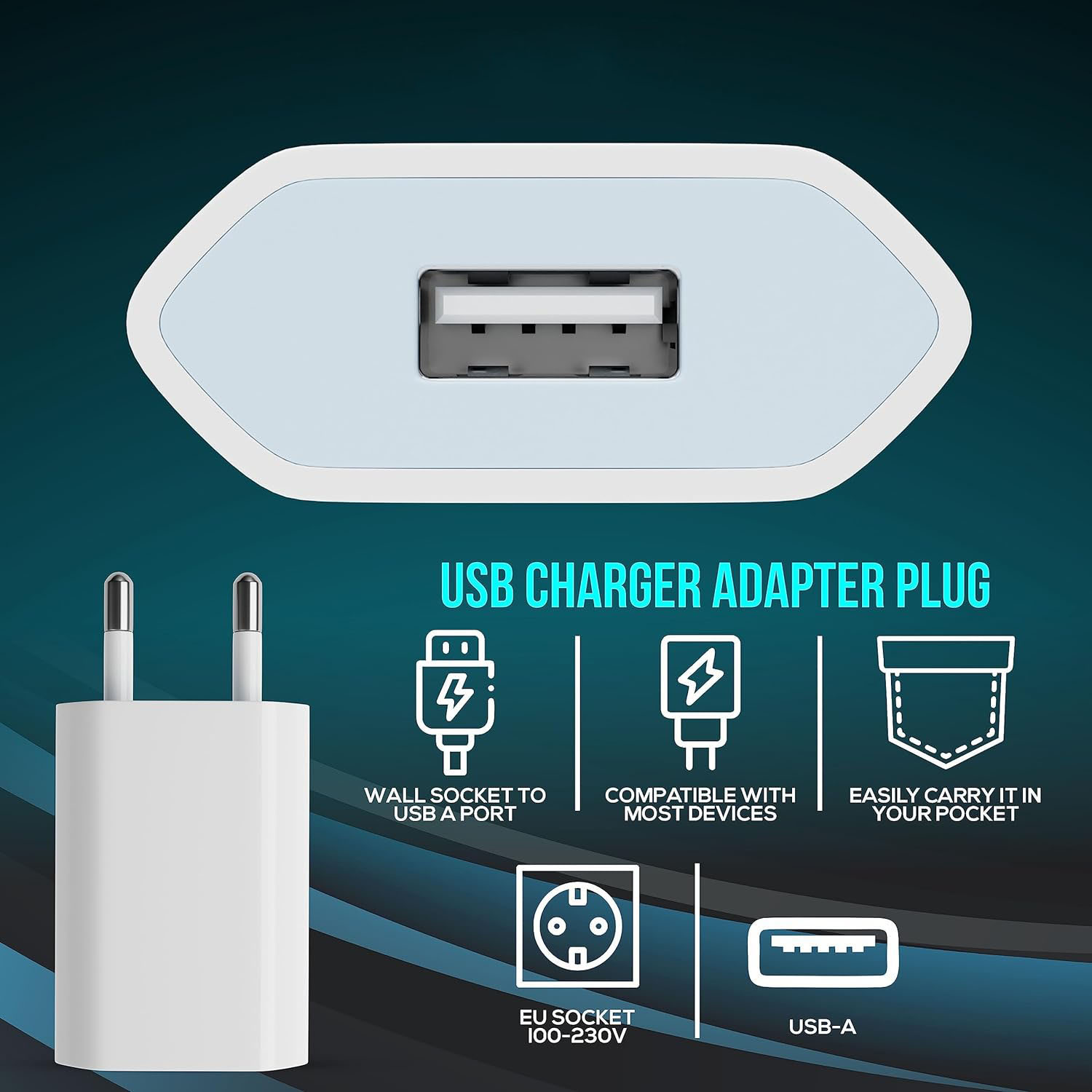 1 uds/3 uds/5 uds 5W enchufe de cargador USB 5V/1A enchufe de carga USB delgado fuente de alimentación para teléfono móvil MP3 luz nocturna