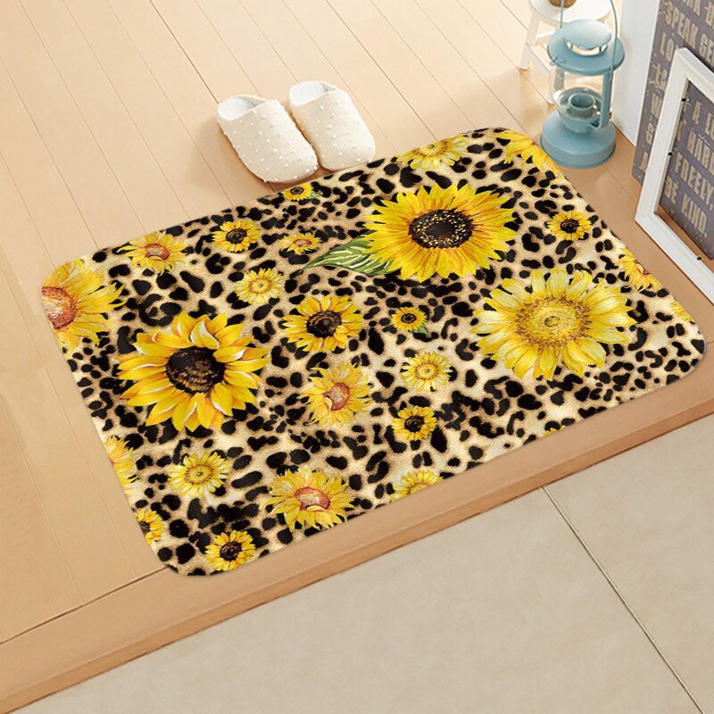 Zonnebloem Patroon Keuken Bad Deur Mat Slaapkamer Antislip Coral Fluwelen Absorberende Tapijt Tapijt Eenvoudige Home Decor Deurmat: 2DD-48120-012