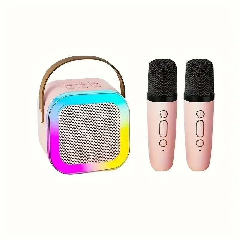 Machine de karaoké K12 portable, Bluetooth 5.3 PA, système de haut-parleurs avec 1-2 microphones sans fil, maison, chant familial, pour enfants: orange