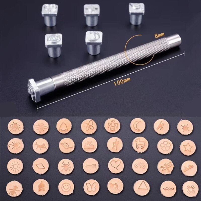 Embossed Stamp Set, Handmade Embossing Stamping Stamps Leather Diy Work Metal Art Craft Tool