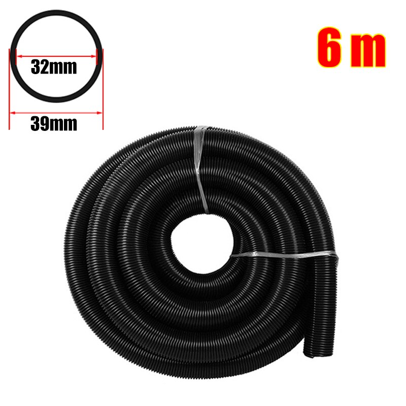 Inner 32 mm Household Vacuum Cleaner Thread Hose Straws Factory Bellows Vacuum Tube Soft flexible EVA Hose Pipe Replacement Part: Black-6m