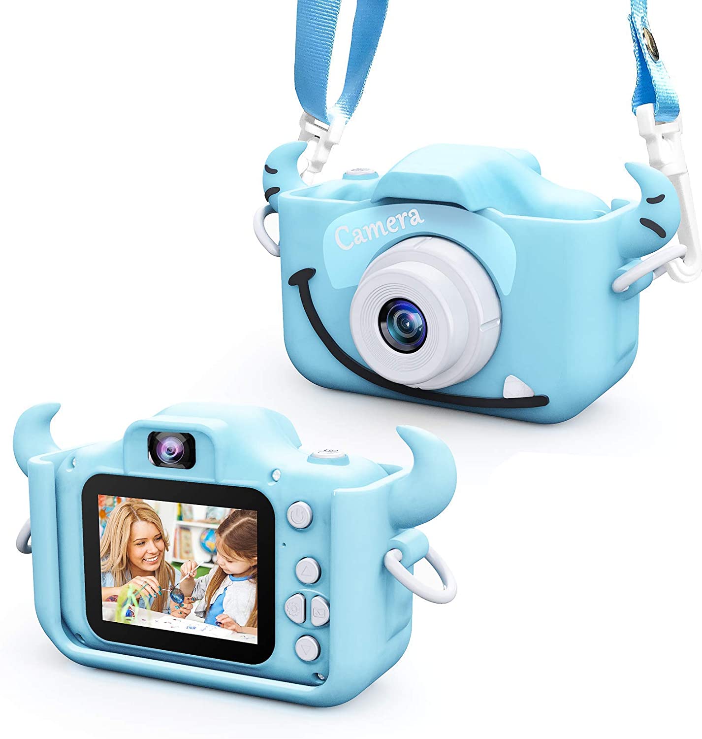 Macchina fotografica del giocattolo macchina fotografica dei bambini macchina fotografica digitale dei bambini per i bambini videocamera HD 1080P giocattolo per i bambini regalo di compleanno per i ragazzi delle ragazze: Blue-ABS / Standard