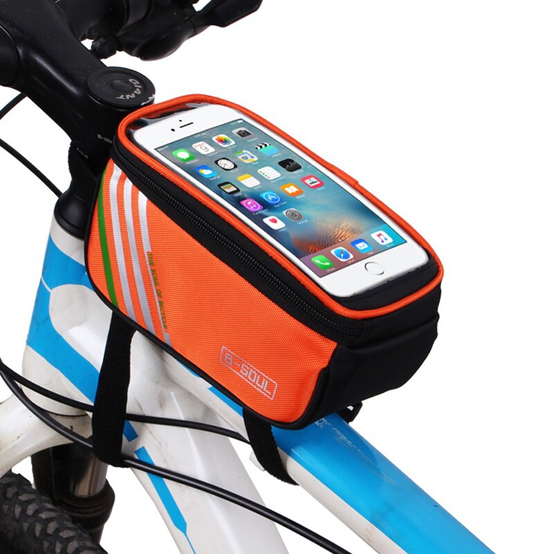 5.0/5.5 Inch Fietstas Waterdichte Touch Screen Fietsen Fiets Voor Frametas Tube Pouch Telefoon Opbergtas Fiets accessoires: 01  5 inch