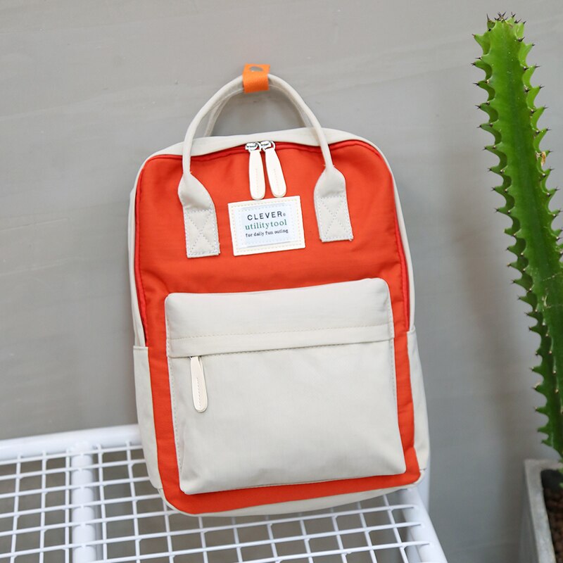 Multifunction women backpack youth korean style shoulder bag laptop backpack schoolbags for teenager girls boys travel: orange beige