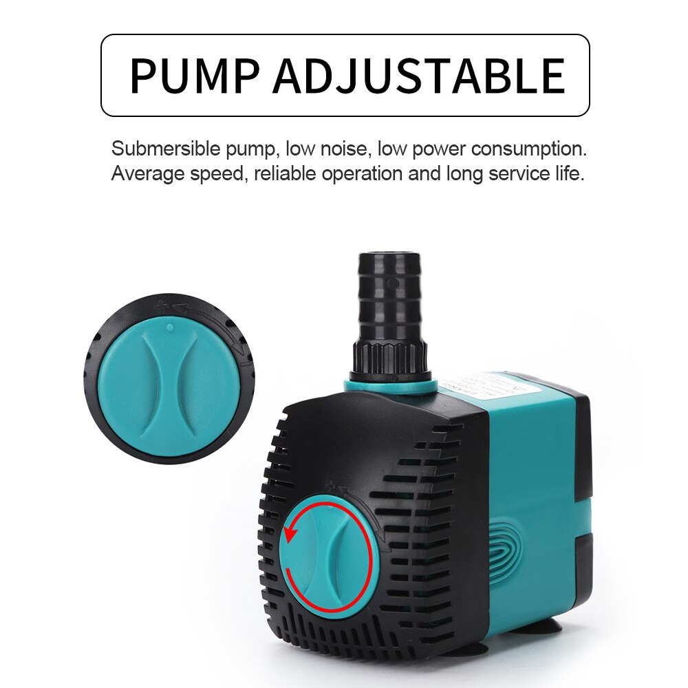 Nedsänkbar vattenpump fontänpump ultratyst akvariepump fisktank dammfontän med sugkoppar 3/6/10/15/25/35/50/60w