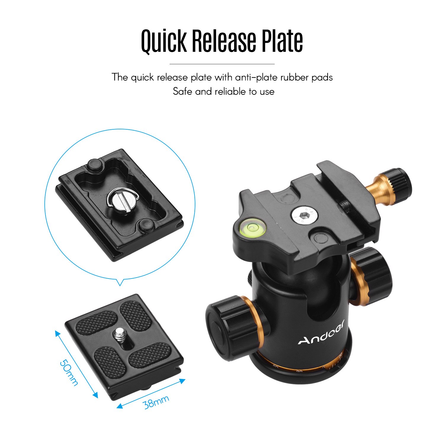 Andoer In Lega di Alluminio Panoramica Treppiede Testa A Sfera Ballhead Adattatore di Montaggio 360 ° di Rotazione con Piastra A Sgancio Rapido