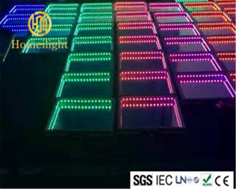 Rgb fuld farve kontrol led dansegulv scene lys fest disco uendeligt spejl 3d led dansegulv