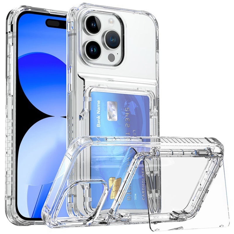 Funda de teléfono con tarjetero para iPhone 15, 14, 16, 13, 12, 11 Pro Max, funda transparente con soporte para iPhone15 15pro Max: Para iPhone 16 Pro Max / Beige