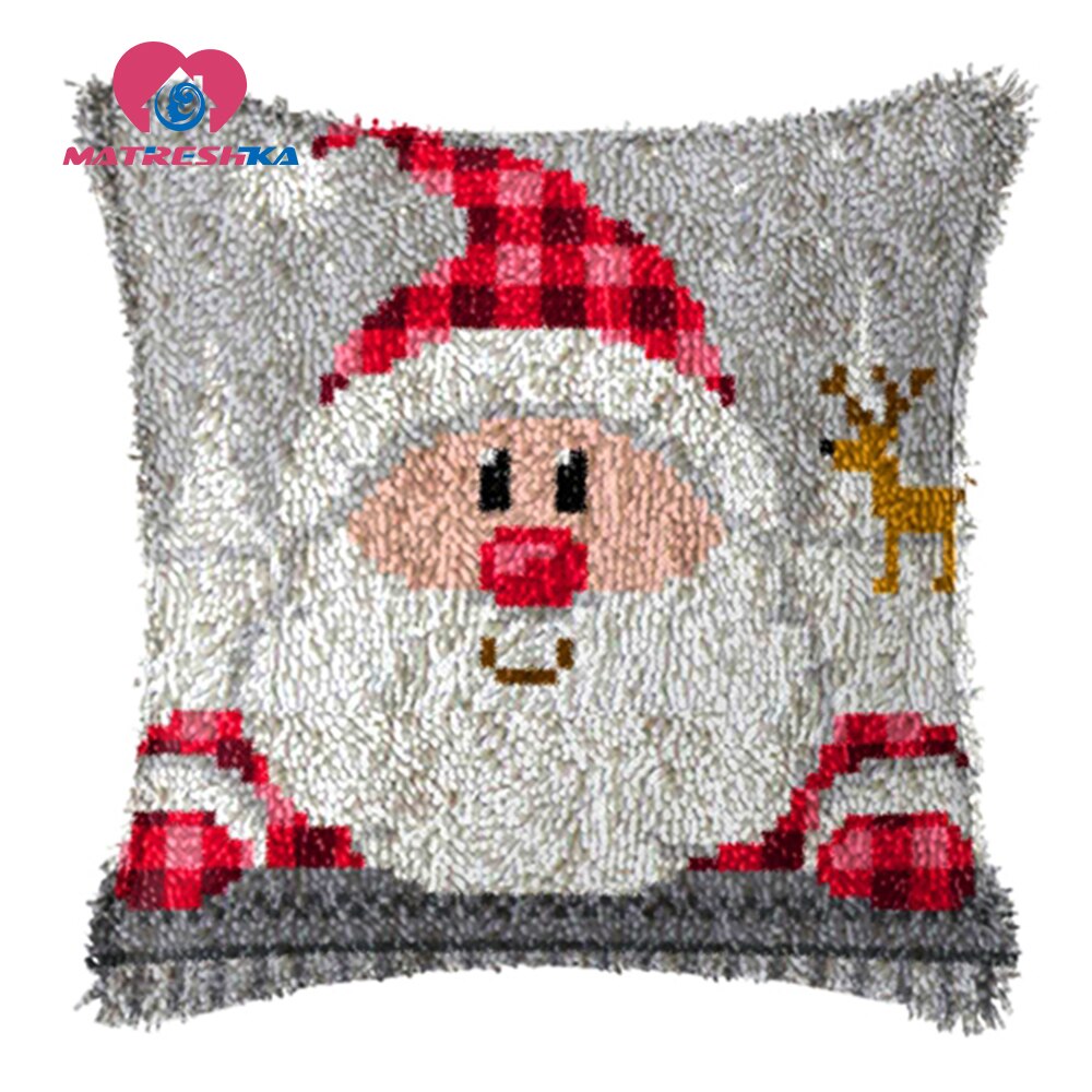 Navidad Gfit bordado almohada pestillo gancho alfombra kits diy alfombras punto de cruz almohada hágalo usted mismo decoración de casa