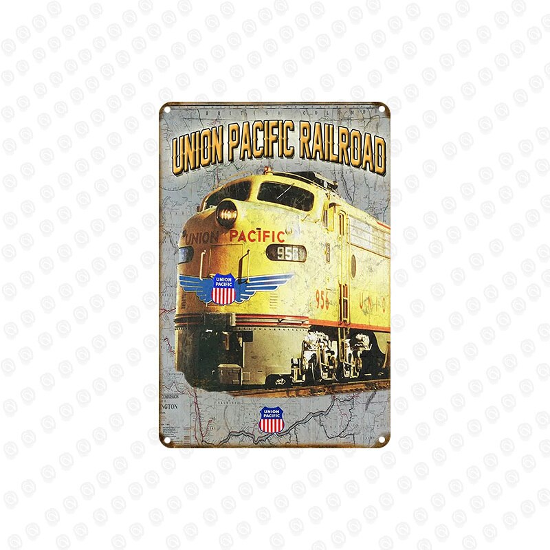 Train Railway Metal Tin Sign Wall Sticker Home Tavern Cafe Barber Shop Kitchen Decor Retro Plaques