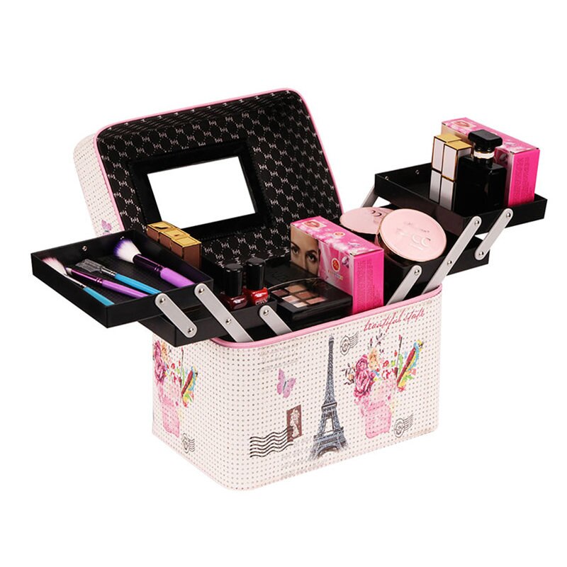 Professionele Make-Up Cosmetische Tas Koffers Multi Verdiepingen Draagbare Vrouwen Make-Up Bag Case Voor Cosmetica: style 3 color G