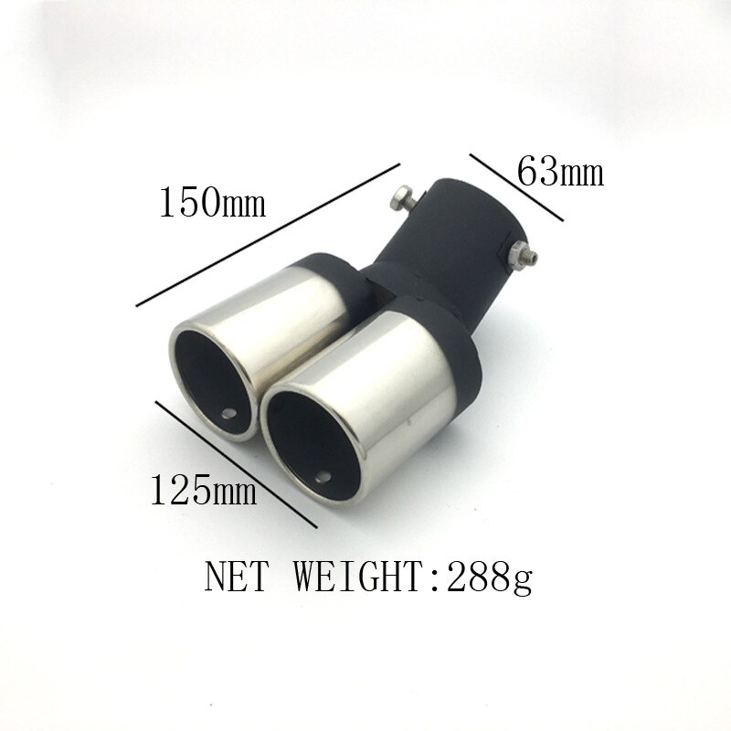 Dual Outlet Universal 63mm 2.5" Inlet Rear Muffler Exhaust Tail Pipe Tips Trim Exhaust Systems Auto Replacement Parts