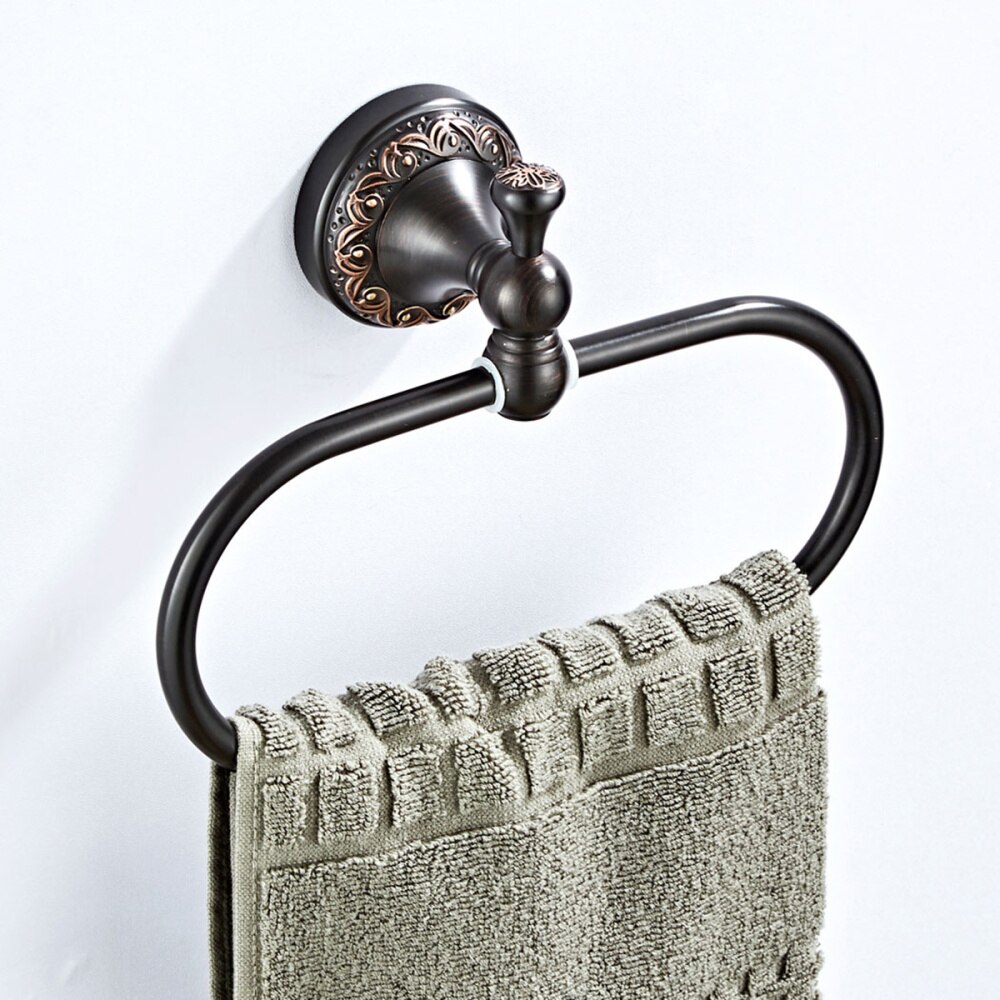 Koperen Handdoek Ring Ovale Handdoekenrek Haak Moderne Muur Gemonteerde Handdoek Plank Houder Handdoek Opknoping Rack Retro Craft Voor thuis Badkamer