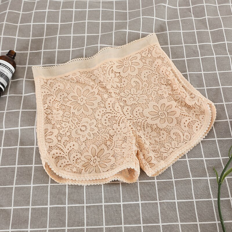 women's safety short pants Sexy lace safety pants anti-light shorts ladies bottoming 100 3237: Beige