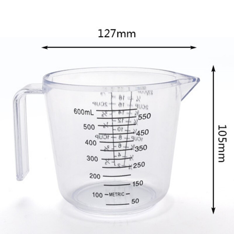 150/300/600ml Plastic Measuring Cup Clear Scale Show Transparent Mug Pour Spout Kitchen Measuring Device