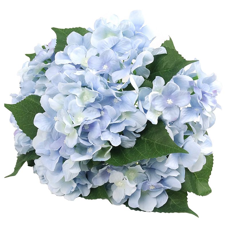 Kunstige blomster silke 7 store hoved hortensia buket til bryllup, værelse, hjem, hotel, fest dekoration og: Blå