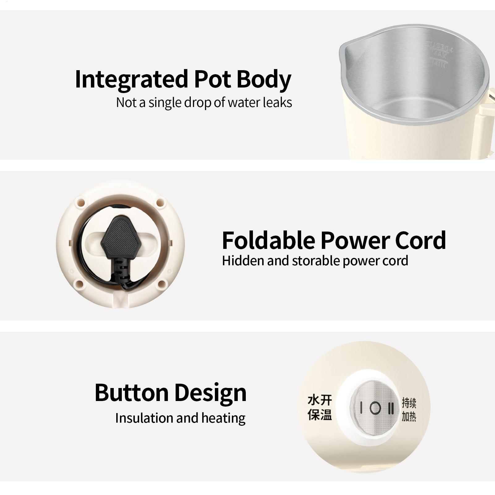 Składany czajnik podróżny 1L, składane czajniki elektryczne robić szybkiego gotowania wody z stojakiem robić gotowania jajek na parze na piknik.