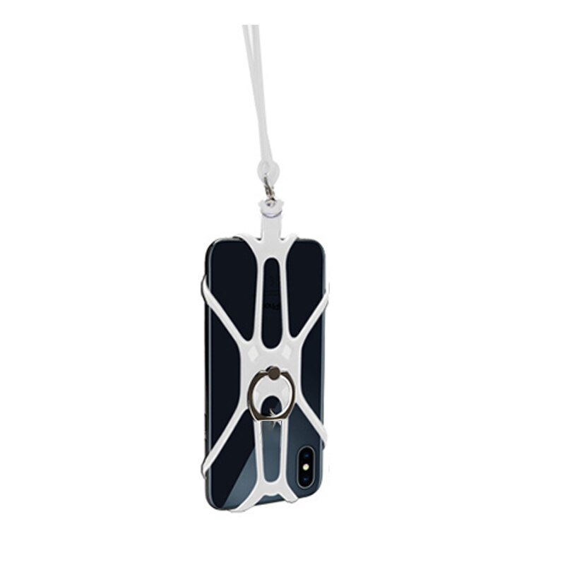 Universal lanyard til telefon silikone sports telefonrem mobiltelefon lanyards ring holder kasse hals hængende reb slynge: Hvid
