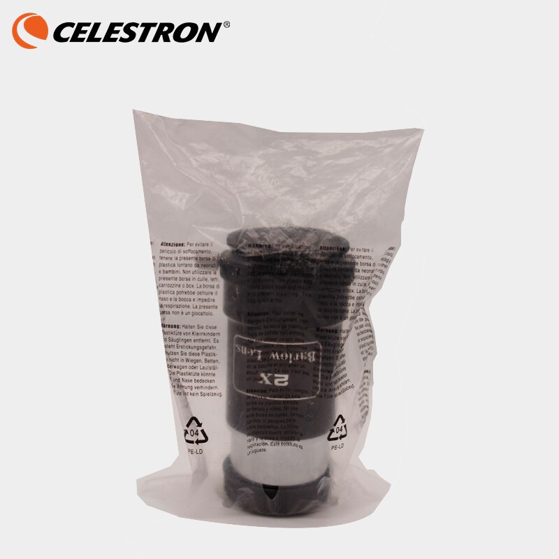 Celestron 2X Barlow Lens Plastic for 1.25&quot; Standard Astronomical Telescope Eyepiece Ocular Short Focus