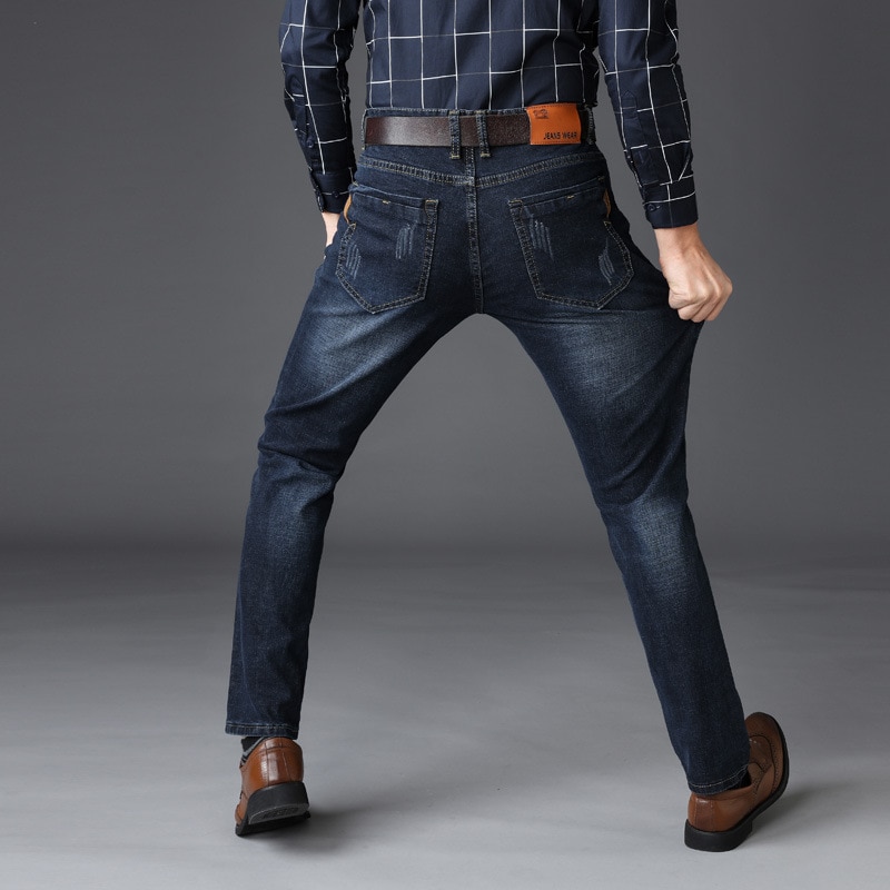 Høst vår mellom vekt menn casual biker denim jeans stretch denim bukser solid slim fit jeans mann street skinny bukse