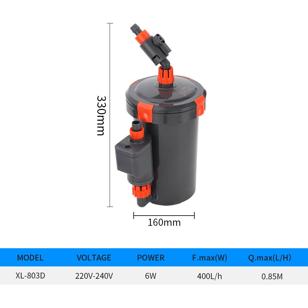 Aquariumfilter ultra-stille externe aquariumfilter emmer voor stille filtertrommel aquarium gras aquarium filters pomp: Xl -803d / Eu-stekker