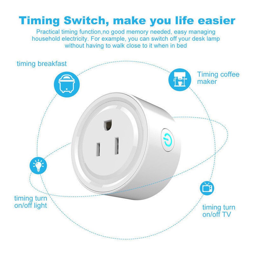 Portable Intelligent Automatic Mini Socket Wifi Plug with ON/OFF Switch Wi-Fi Enabled App Remote Control Wireless Timer