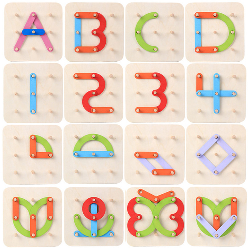 Creatieve Kleurrijke Geometrische Vorm Kolom Set Digitale/Letters/Dier Puzzel Speelgoed Baby Houten Verbeelding Educatief Speelgoed: Default Title