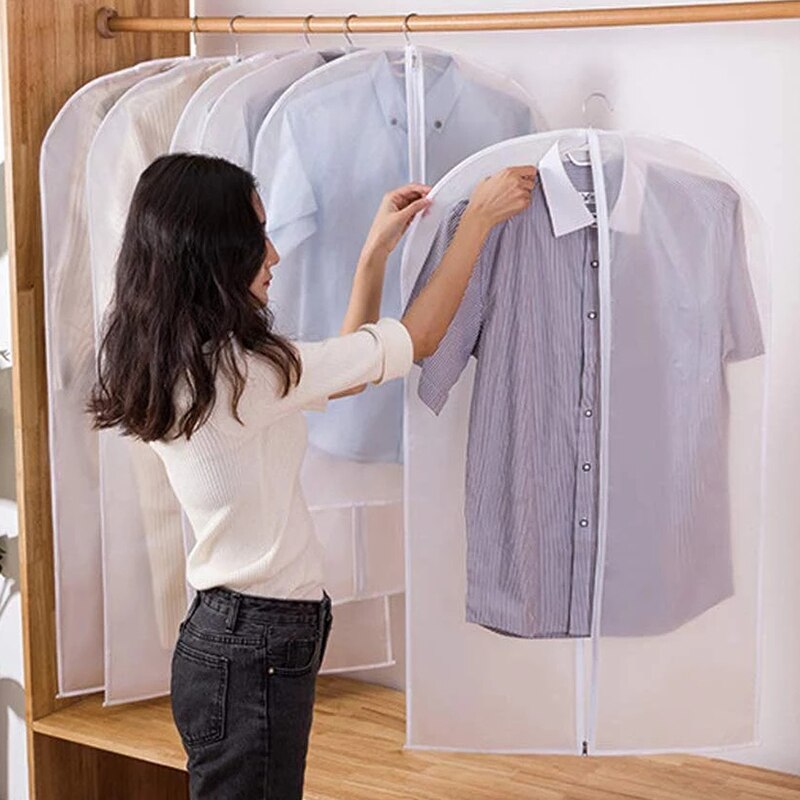 1pcs Transparent Clothing Covers Garment Suit Dress Jacket Clothes Coat Dustproof Cover Protector Travel Bag Dust Cover