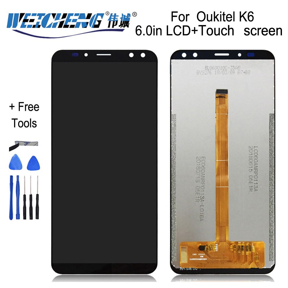 100% テスト液晶 OUKITEL ため K3 K5 K6 K10 Lcd ディスプレイ + タッチスクリーンデジタイザアセンブリのための OUKITEL K3 k5 K6 K10 + ツール