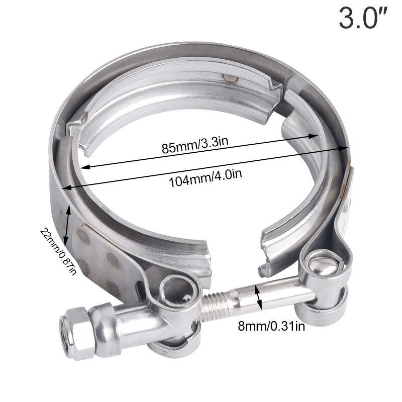 ESPEEDER 3 Inch Exhaust V Band Clamp Stainless Steel Flat Flange Kit 3" V-Band Flange Kit For Turbo Downpipes Exhaust Connection