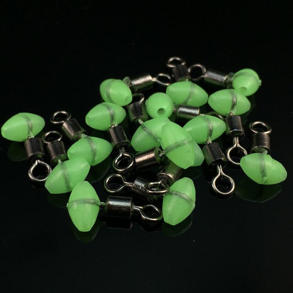 Connecteur de plate-forme à poulie en forme de T, accessoires de pêche lumineux en eau salée verte, pivots et perles croisés, 20 pièces/lot