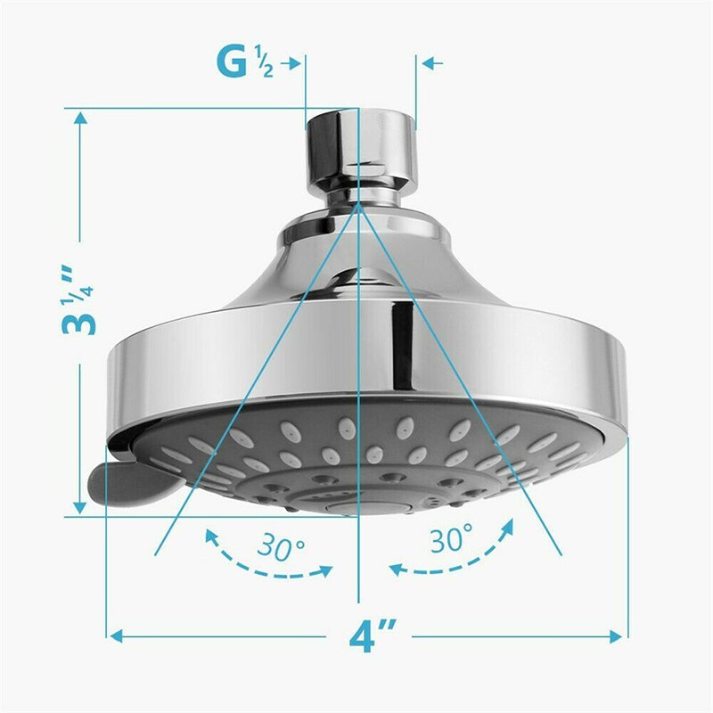 Bass Rotary Ball Joint 360 Degree Rotate Pressurized Water Saving Shower Head Strong But Soft 5-Speed Adjustable Shower Head