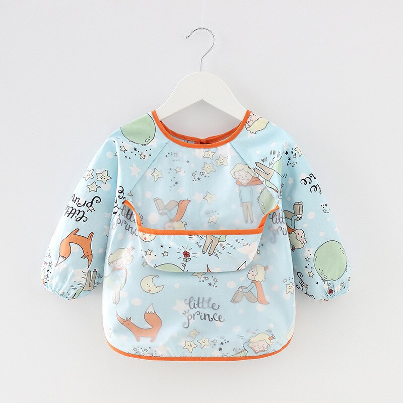 Baby Kids Peuter Lange Mouwen Sjaal Waterdicht Art Kiel Voeden Bib Schort Pocket Baby Jongens Meisjes Burp Doek Banaan Slabbetjes: WZY0008