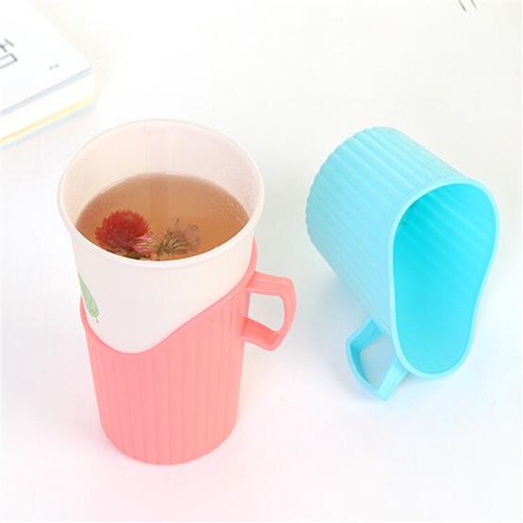 3 PCS Porable Plastic Disposable Paper Cup Holder Heat Cold Insulation
