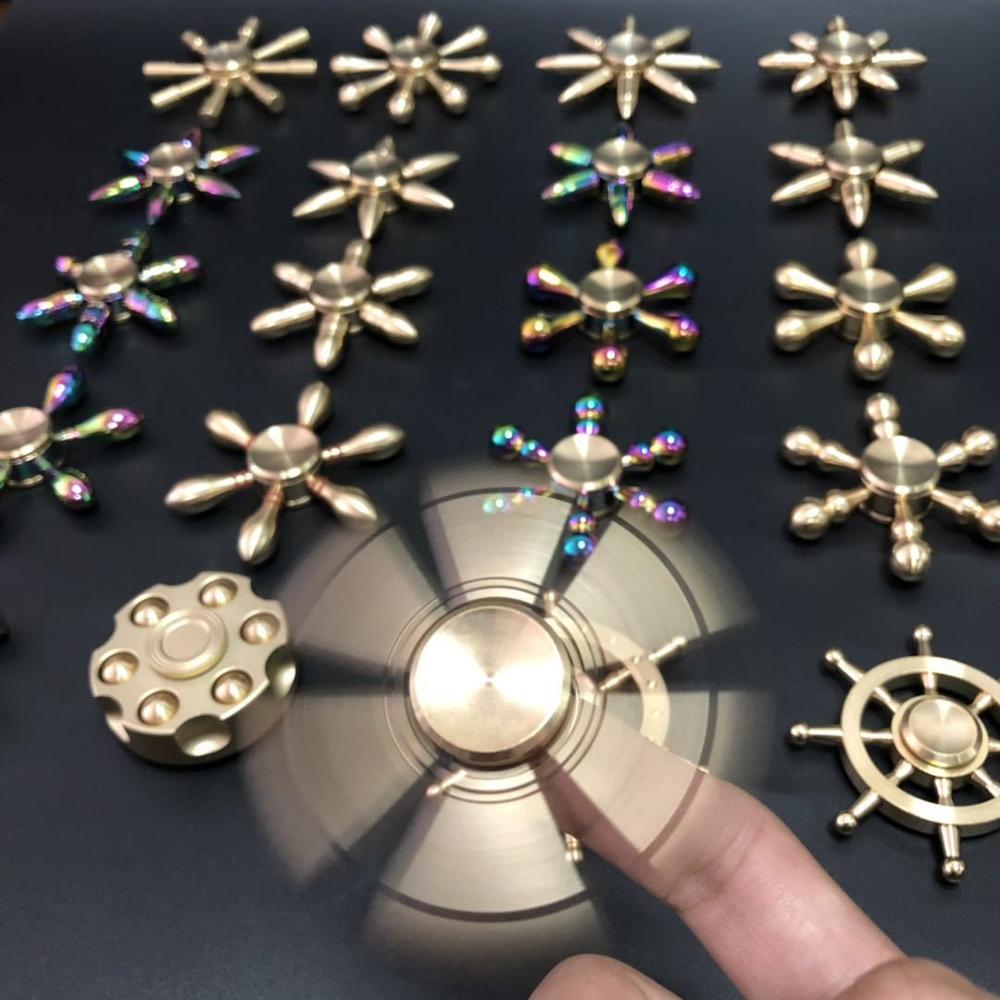 Copper Hand Spinner Fidget Metal Bearing Edc Finger Electroplate Hybrid Aluminum Alloy Metal Fidget Children Relieve Stress