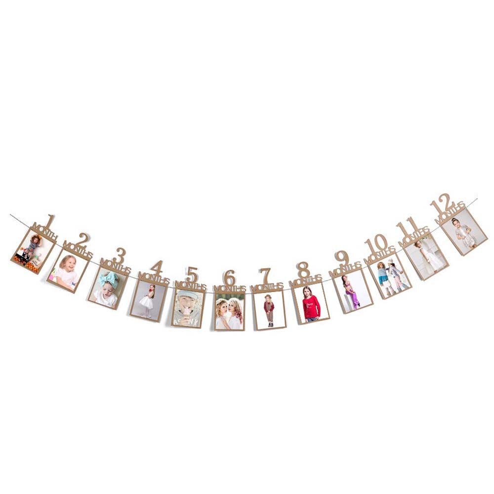 Babyfotobanner, baby's eerste jaar, verjaardagsdouche, papieren banner, baby's 1-12 maanden fotohokje, slinger, maandelijkse mijlpaal: Khaki