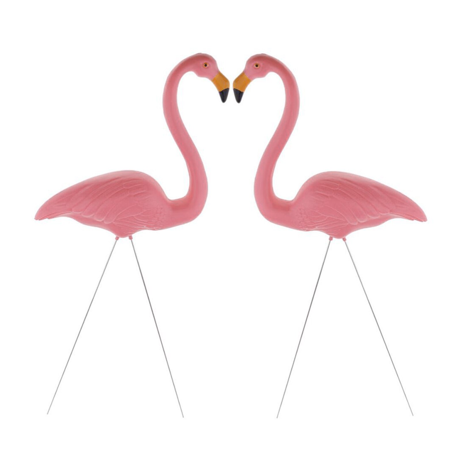 1 Pair Lifelike Standing Flamingo Stake Outdoor Garden Lawn Patio Pond Decor