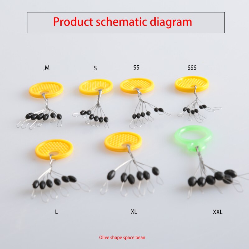 50pcs/lot 6 in 1 Fishing Float Black Rubber Stopper Fishing Space Bean Stopper Float Line Stops Fishing Tackle pesca S M L XL