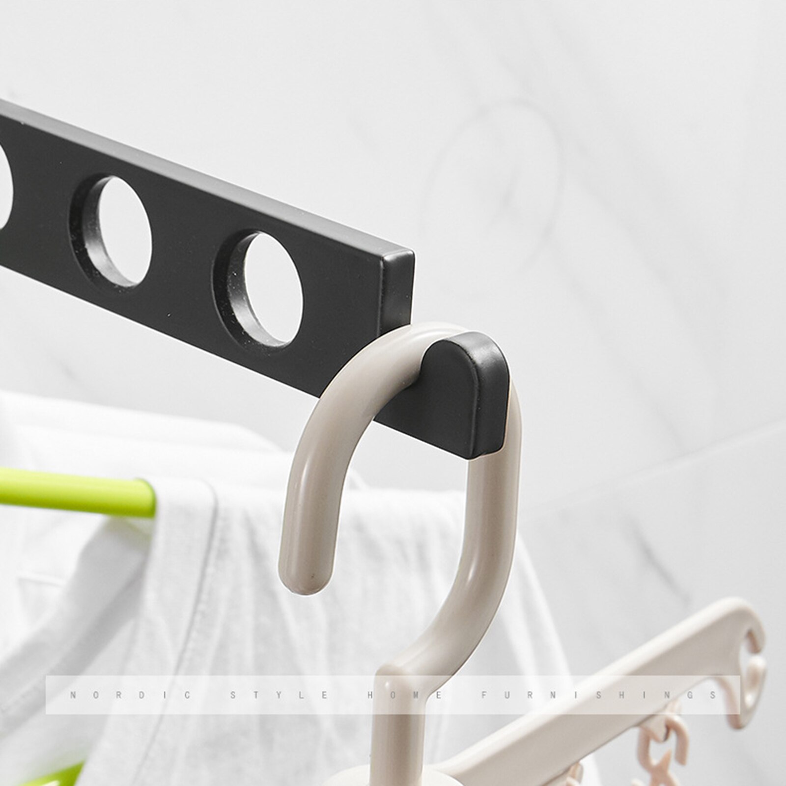 Clothes Rack Black Folding Clothes Hanger Foldable Wall Clothes Drying Racks Hangers Space Aluminum Clothes Hanger Organization