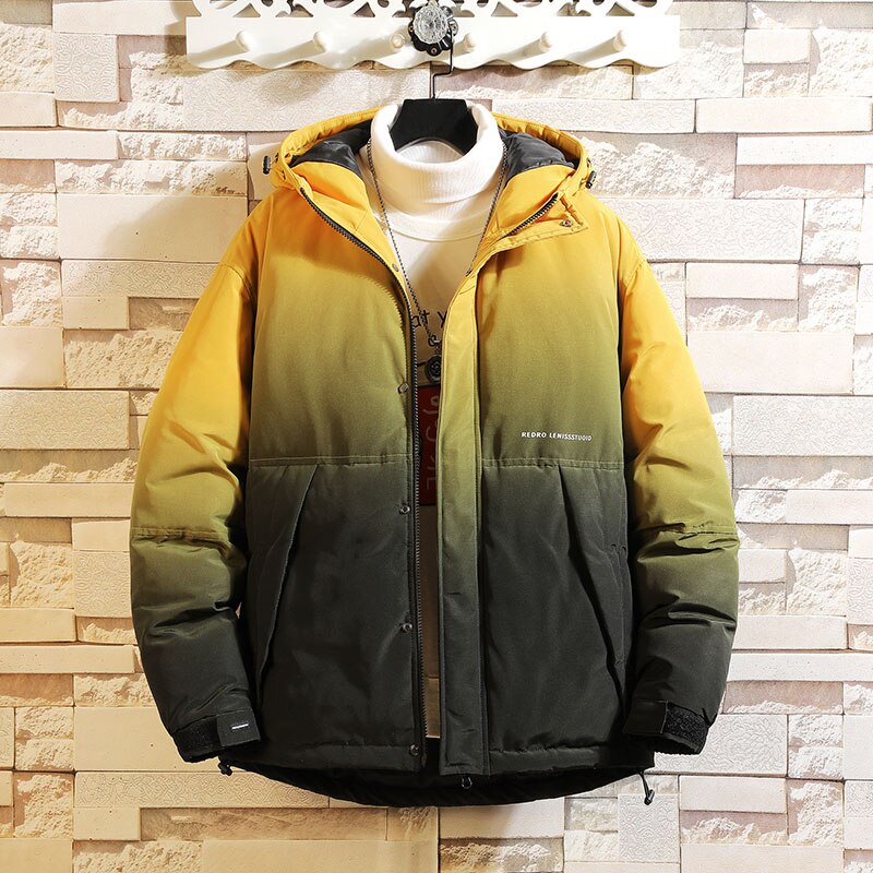 Jas heren casual capuchon parka winter heren patchwork katoenen slim fit jas dikke warme herenjas met rits